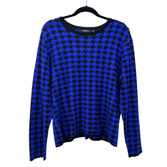 Carlisle Sweaters - Carlisle Blue and Black Houndstooth Sweater